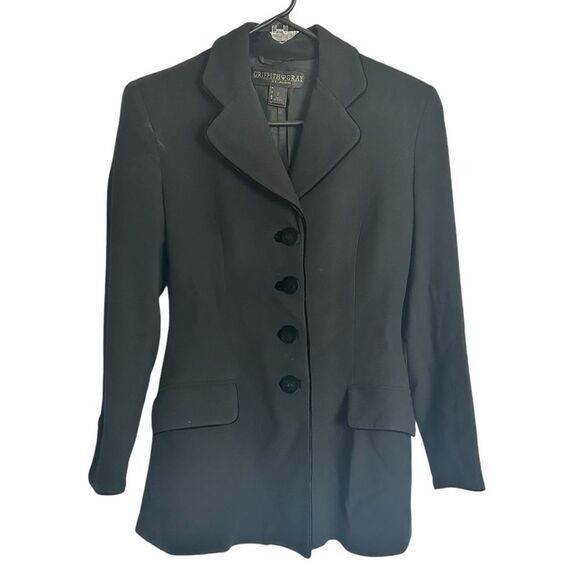 Griffith Gray For St. John‎ Black Equestrian Jacket Blazer Size 2 Made in Italy - Picture 1 of 13